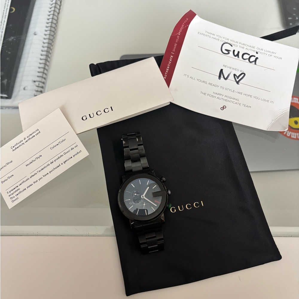 Gucci Black and Green Accent Watch